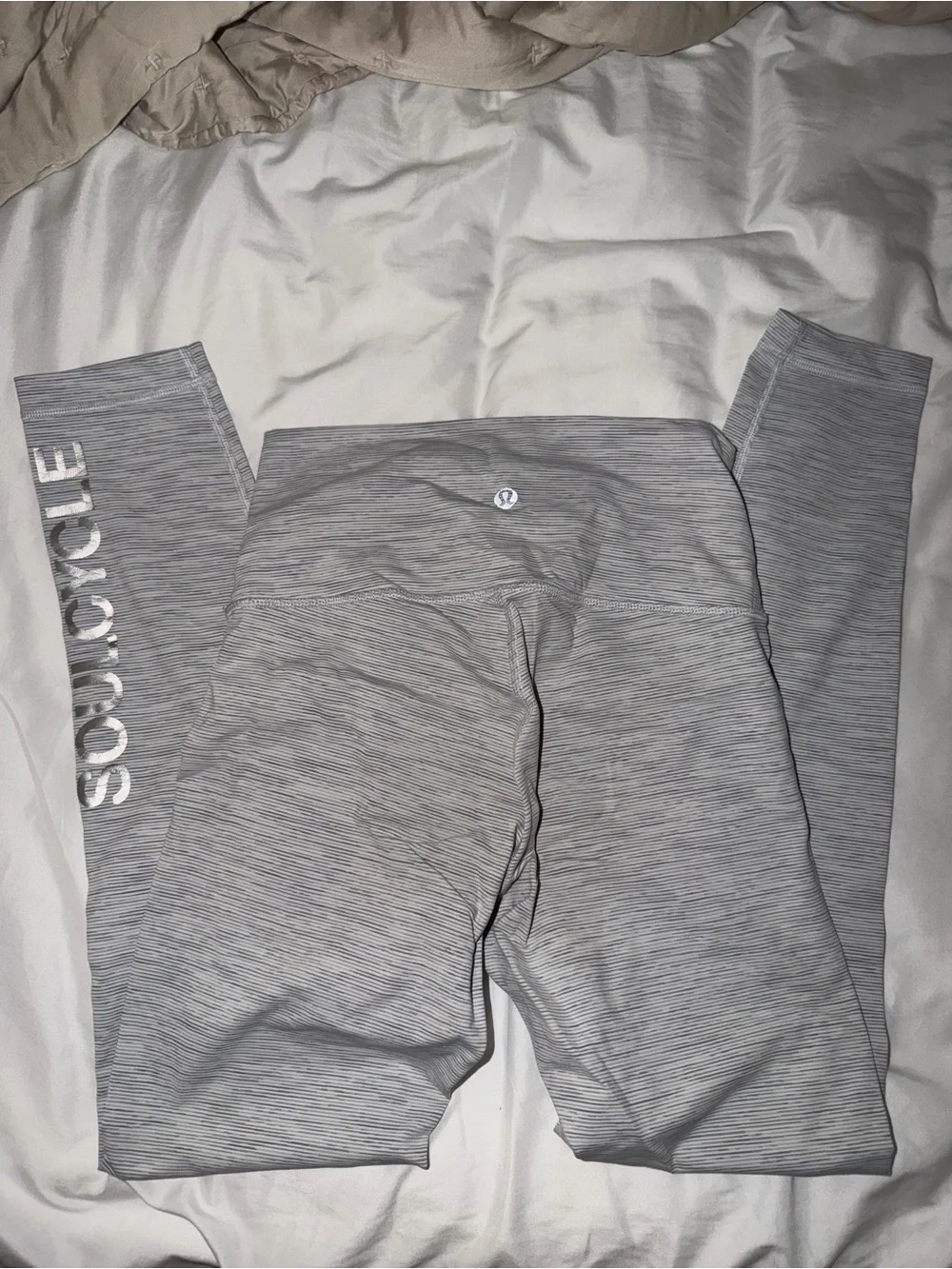 Girls Grey Striped Active Leggings - Kids Bottoms